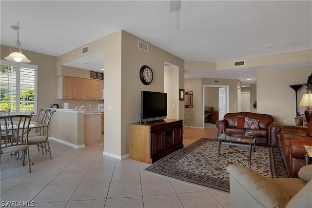 view of tiled living room