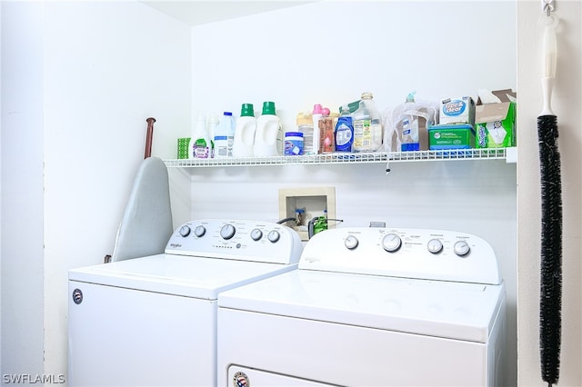 laundry area with washer and dryer and washer hookup