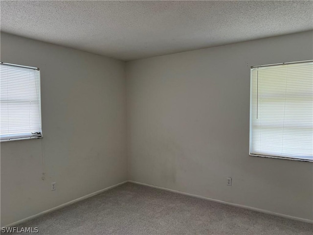 unfurnished room with light carpet and a textured ceiling