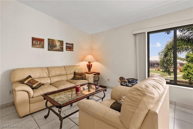 view of tiled living room