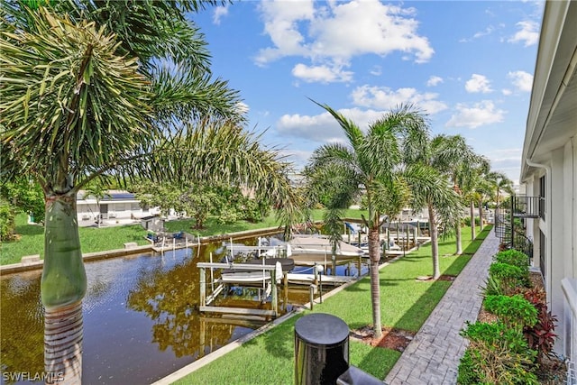 dock area featuring a water view