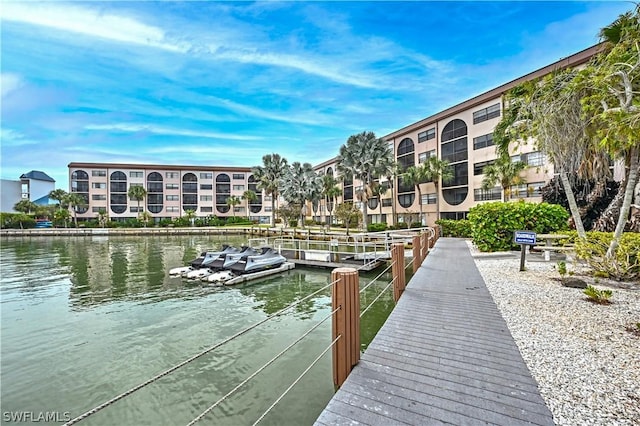 dock area featuring a water view