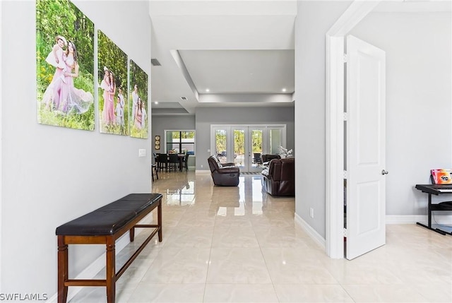 hallway featuring french doors