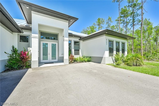 property entrance with french doors