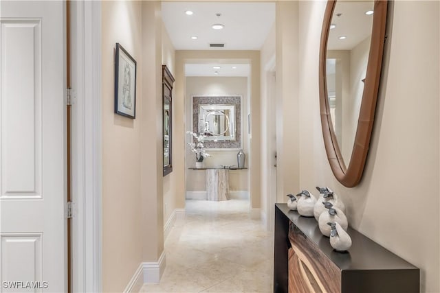 14270 Royal Harbour Ct Unit 1122, Fort Myers, FL 33908 - hallway with baseboards and recessed lighting