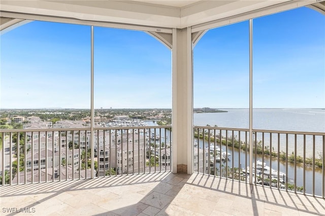 14270 Royal Harbour Ct Unit 1122, Fort Myers, FL 33908 - unfurnished sunroom featuring a water view