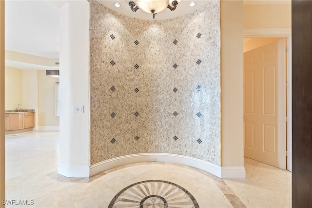 14270 Royal Harbour Ct Unit 1122, Fort Myers, FL 33908 - bathroom with baseboards, a sink, and tile patterned floors
