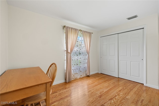 office space featuring light hardwood / wood-style floors