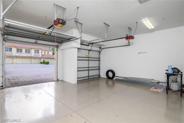 garage with a garage door opener