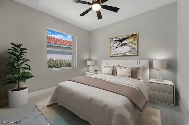 bedroom with ceiling fan