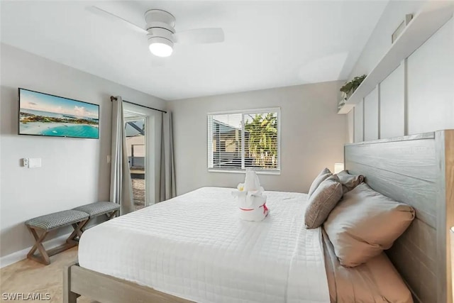 bedroom featuring ceiling fan