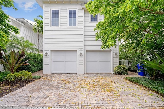 exterior space with a garage