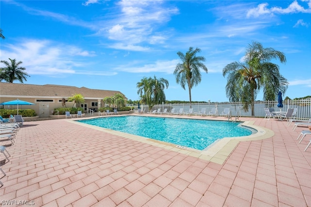 view of pool featuring a patio area