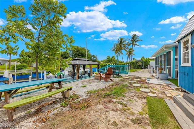 view of yard with a gazebo