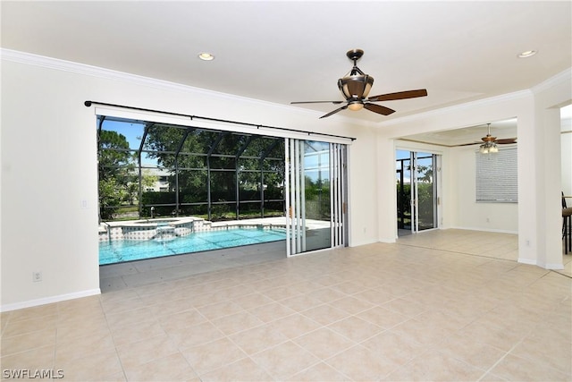 interior space featuring ceiling fan