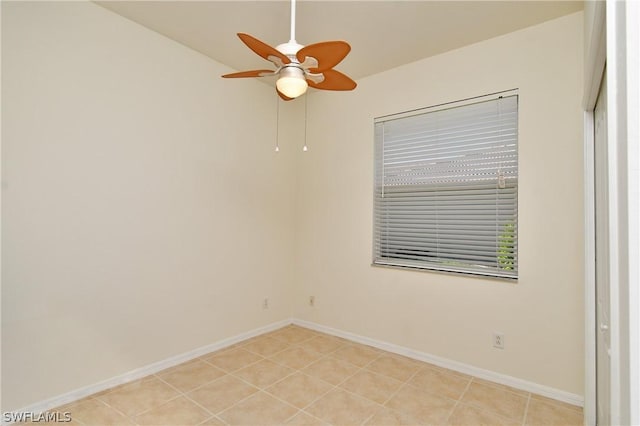 unfurnished room with ceiling fan