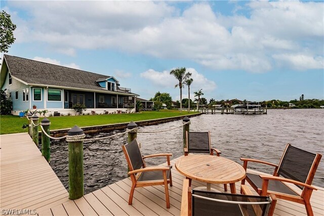 view of dock featuring a water view