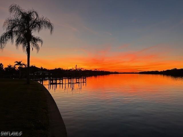 property view of water with a boat dock