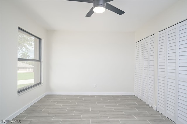 unfurnished bedroom with ceiling fan