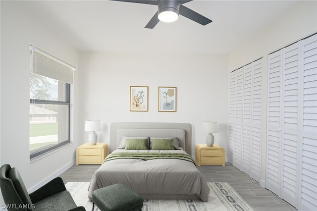 bedroom featuring ceiling fan