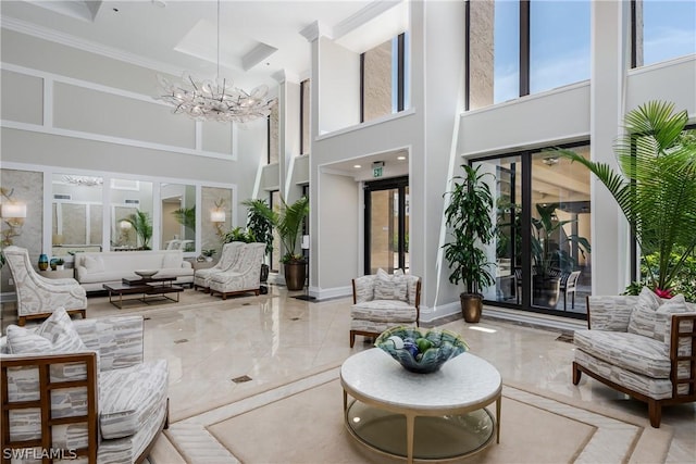 174 S Collier Blvd Unit 904, Marco Island, FL 34145 - community lobby with a high ceiling and ornamental molding