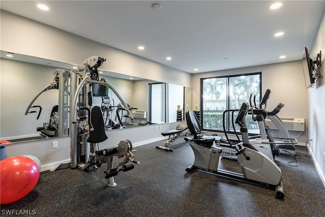 174 S Collier Blvd Unit 904, Marco Island, FL 34145 - gym featuring baseboards and recessed lighting