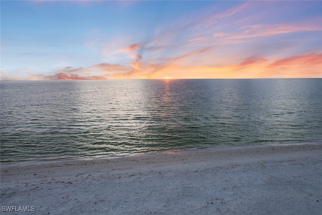 view of water feature featuring a view of the beach