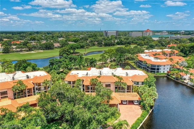 bird's eye view featuring a water view