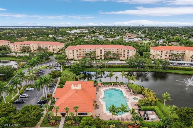 bird's eye view featuring a water view