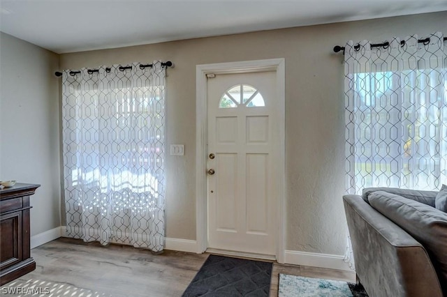 foyer entrance featuring light wood-type flooring