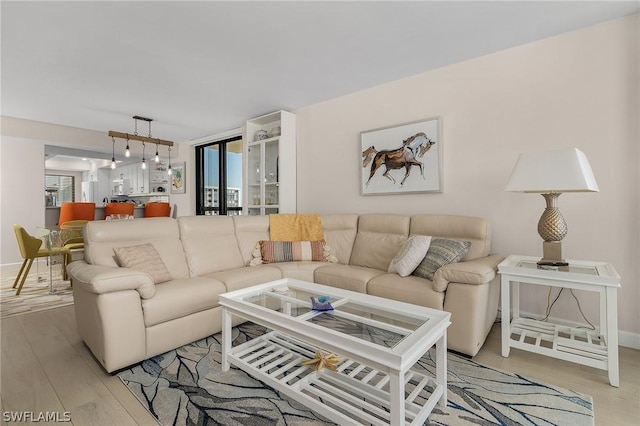 living room featuring light hardwood / wood-style floors