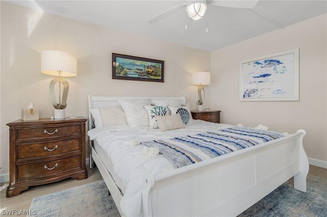 bedroom featuring ceiling fan