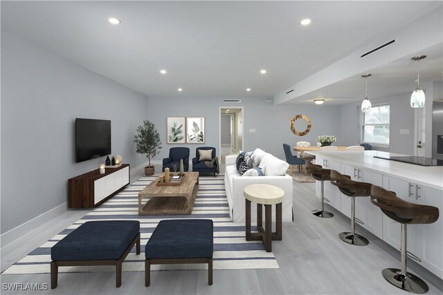 living room featuring light hardwood / wood-style floors