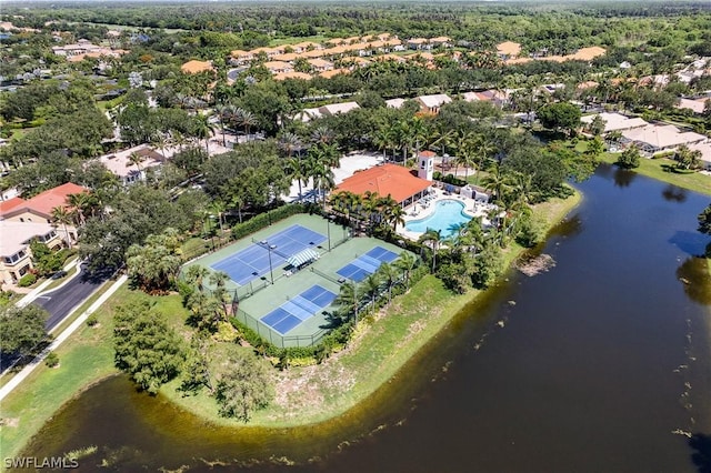 bird's eye view featuring a water view