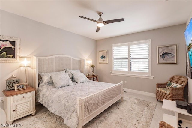 bedroom featuring ceiling fan