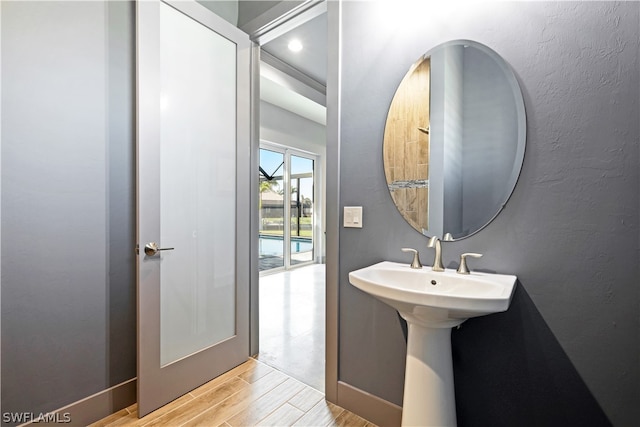 bathroom featuring hardwood / wood-style floors