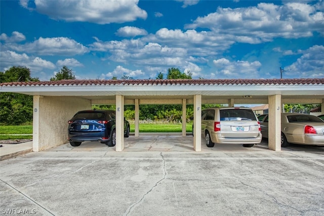 view of parking featuring a carport