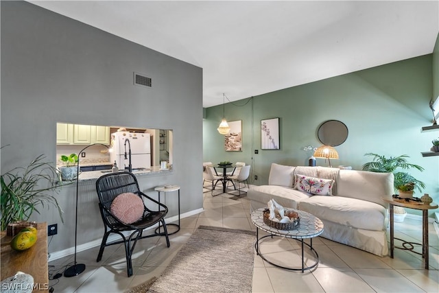 view of tiled living room