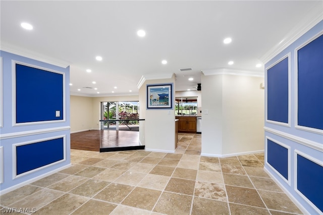 interior space with crown molding