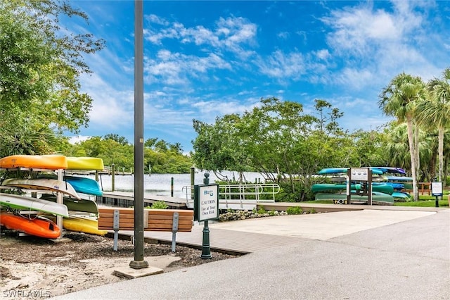 view of community featuring a water view