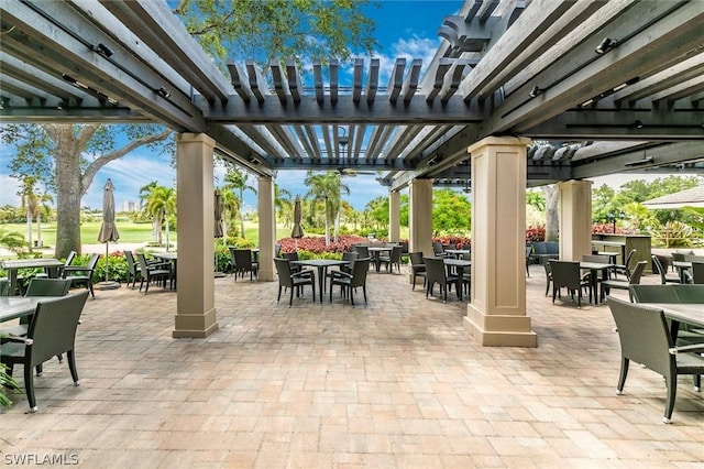 view of patio with a pergola