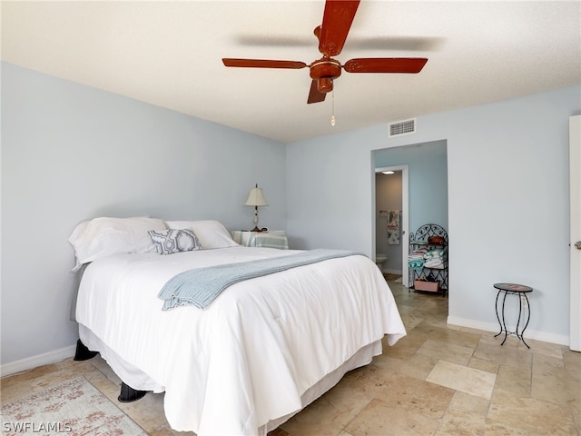 bedroom featuring ceiling fan