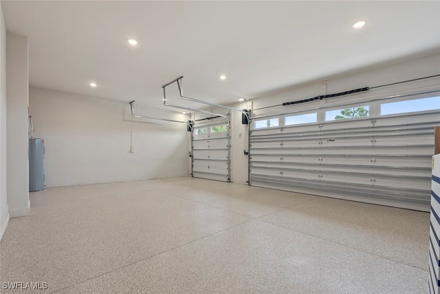 garage featuring electric water heater