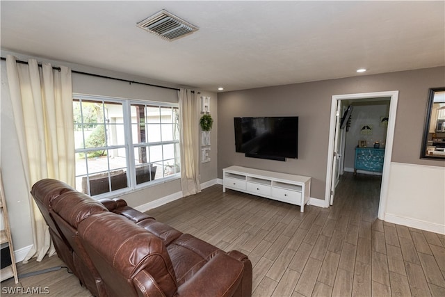 living room featuring wood-type flooring