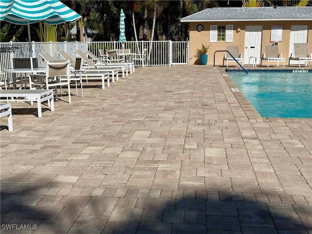 view of pool featuring a patio area