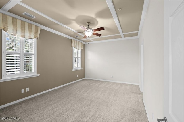 carpeted empty room with ceiling fan