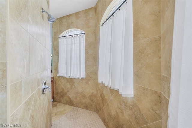 bathroom featuring walk in shower