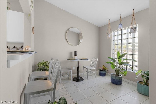 interior space featuring light tile patterned flooring