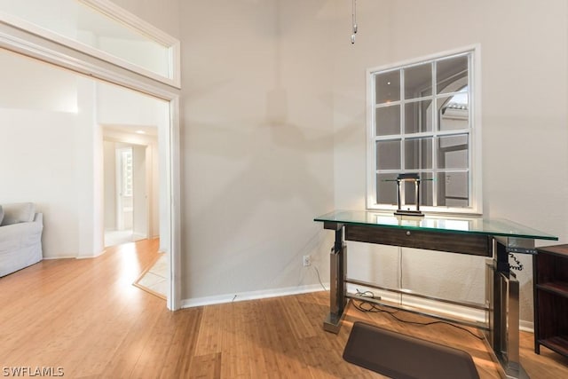 interior space with hardwood / wood-style floors