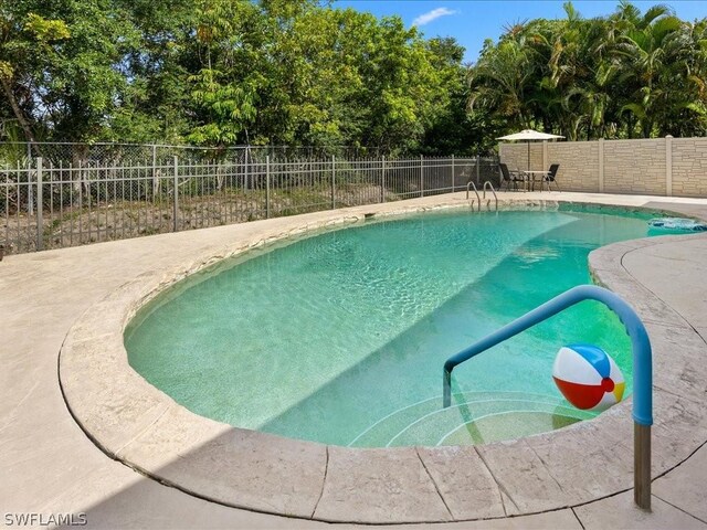 view of swimming pool featuring a patio